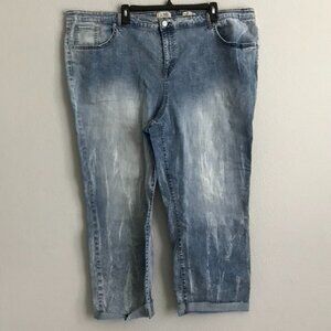 LOGO by Lori Goldstein Reg Tie-Dye Straight-Leg Jeans - Light (Sz 28W) a397392